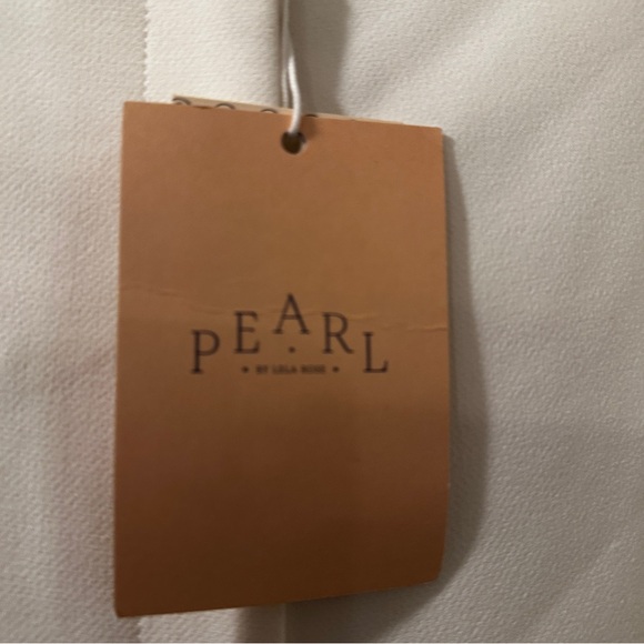 NWT Pearl By Lela Rose Women’s Cream Wide Leg Pants with Contrast Zipper Pleat - Picture 3 of 8